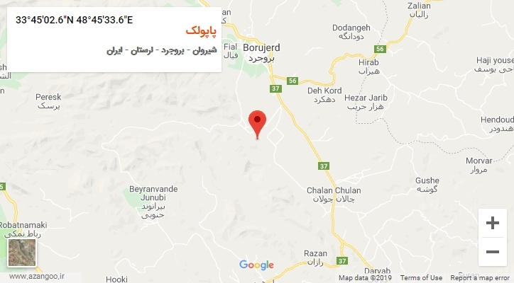 روستای پاپولک بر روی نقشه