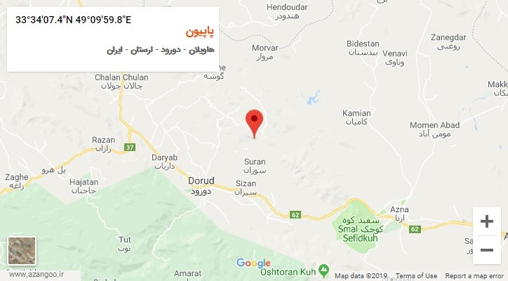 روستای پاپیون بر روی نقشه