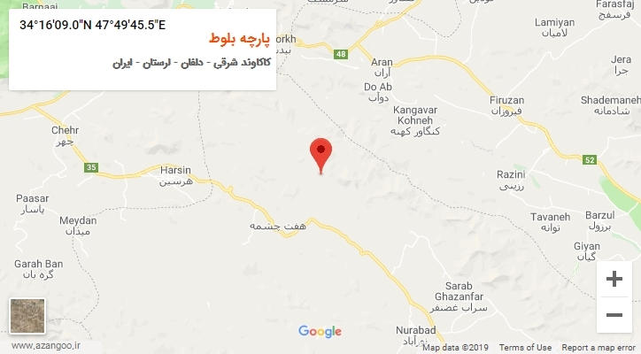 روستای پارچه بلوط بر روی نقشه