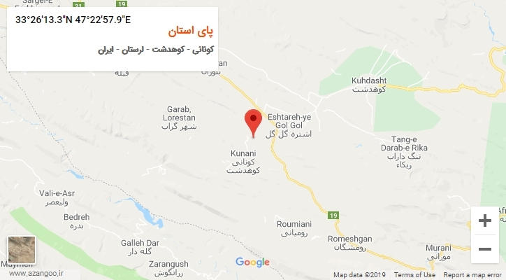 روستای پای استان بر روی نقشه