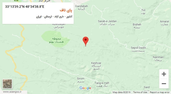 روستای پای تاف بر روی نقشه