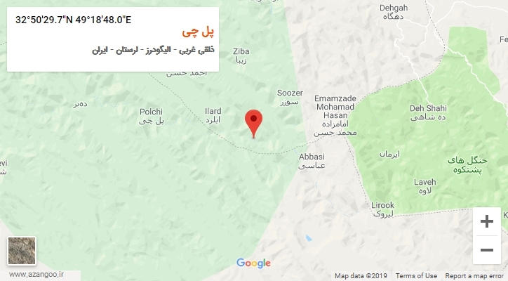 روستای پل چی بر روی نقشه