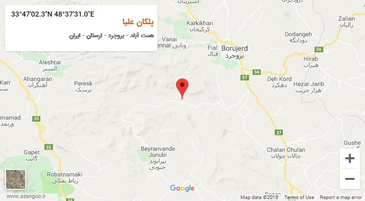 روستای پلکان علیا بر روی نقشه