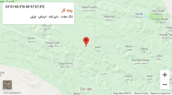 روستای پنبه کار بر روی نقشه
