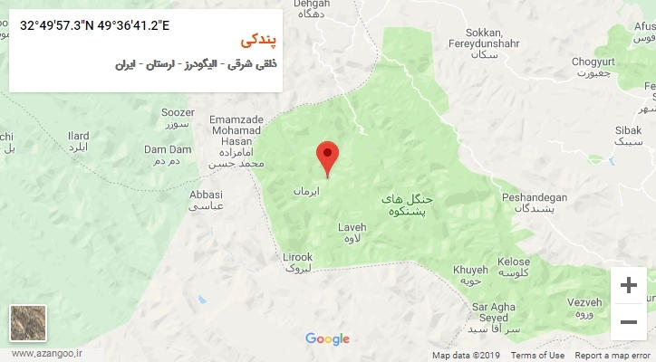روستای پندکی بر روی نقشه