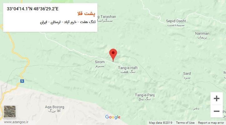 روستای پشت قلا بر روی نقشه