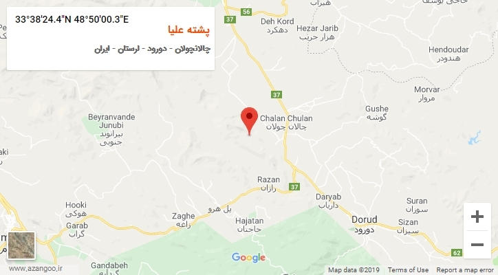 روستای پشته علیا بر روی نقشه