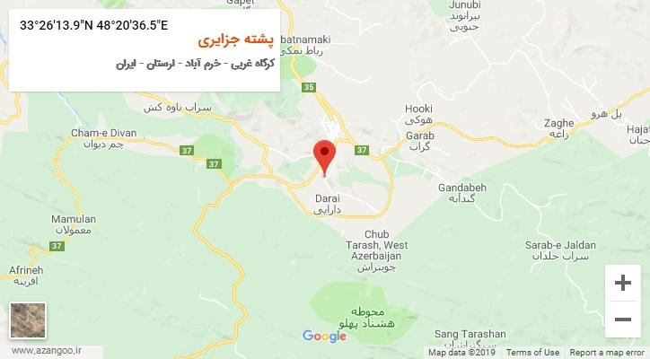 روستای پشته جزایری بر روی نقشه
