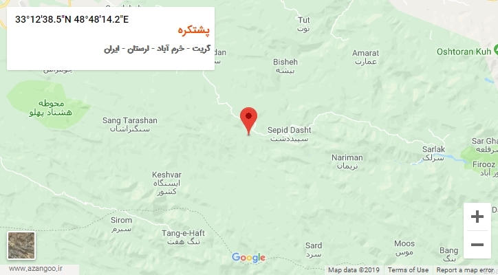 روستای پشتکره بر روی نقشه