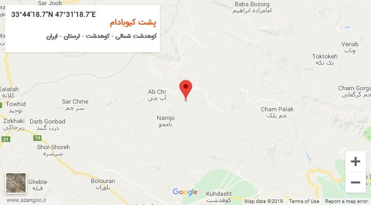 روستای پشت کیوبادام بر روی نقشه