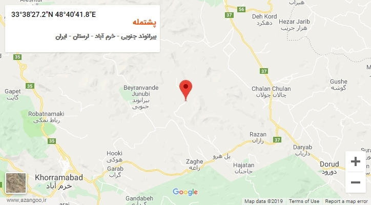 روستای پشتمله بر روی نقشه
