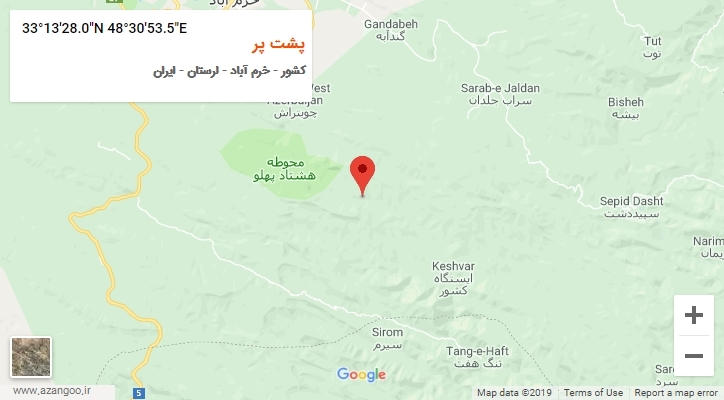 روستای پشت پر بر روی نقشه
