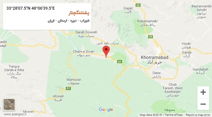 روستای پشتتنگچنار بر روی نقشه