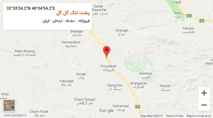 روستای پشت تنگ گل گل بر روی نقشه