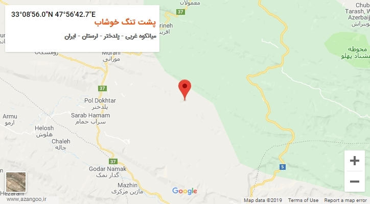 روستای پشت تنگ خوشاب بر روی نقشه