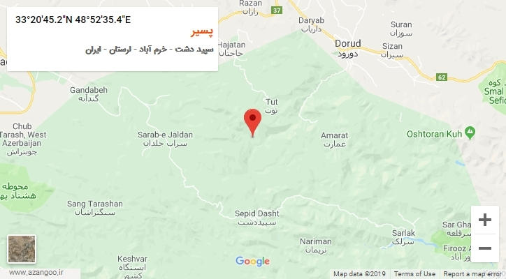 روستای پسیر بر روی نقشه