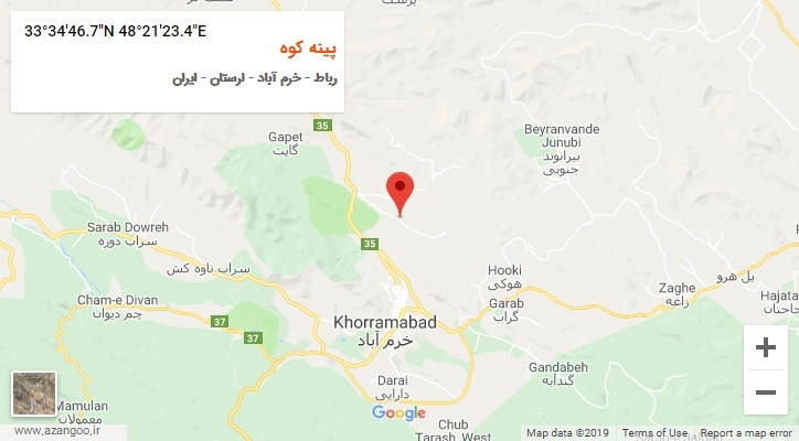 روستای پینه کوه بر روی نقشه