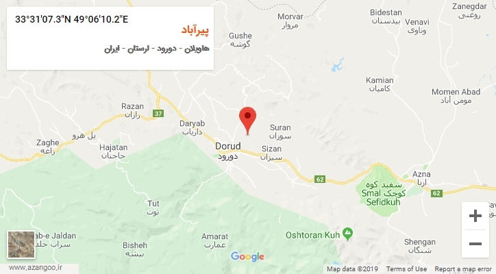روستای پیرآباد بر روی نقشه
