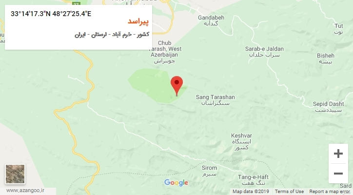 روستای پیراسد بر روی نقشه