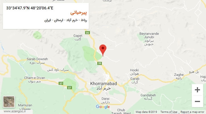 روستای پیرحیاتی بر روی نقشه