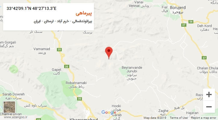 روستای پیرماهی بر روی نقشه