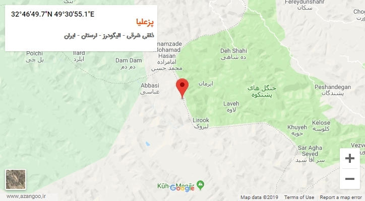 روستای پزعلیا بر روی نقشه
