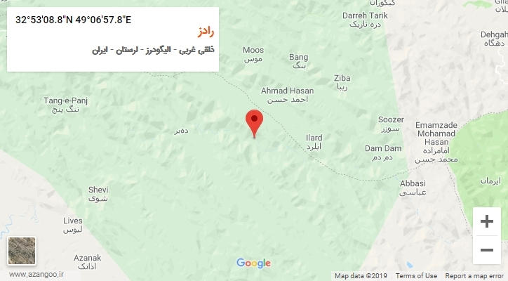 روستای رادز بر روی نقشه