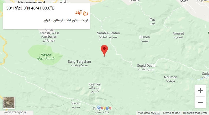 روستای رج آباد بر روی نقشه