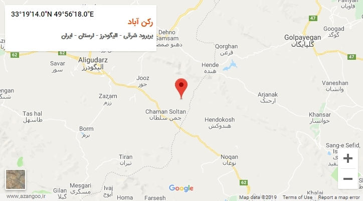 روستای رکن آباد بر روی نقشه