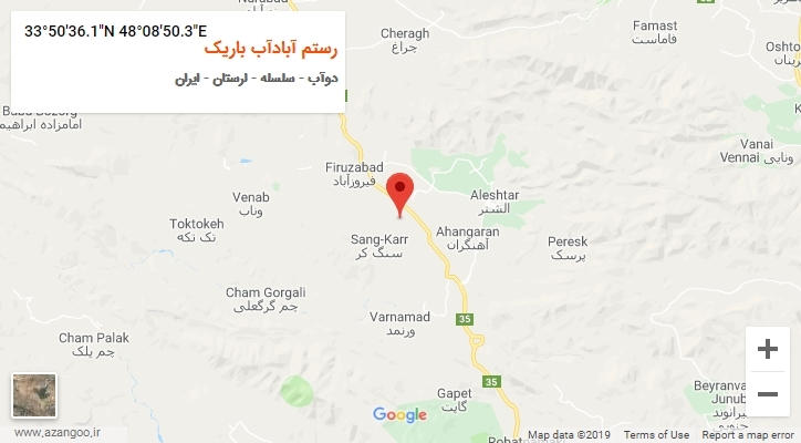روستای رستم آبادآب باریک بر روی نقشه