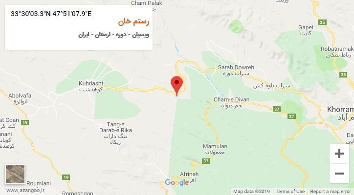 روستای رستم خان بر روی نقشه