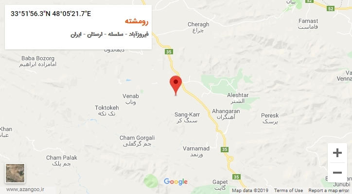 روستای رومشته بر روی نقشه