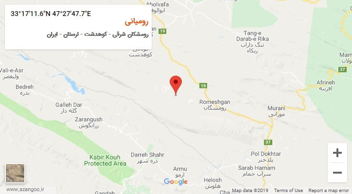 روستای رومیانی بر روی نقشه
