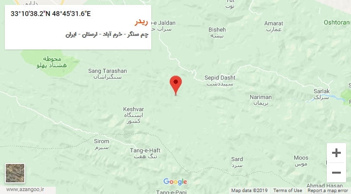 روستای ریدر بر روی نقشه