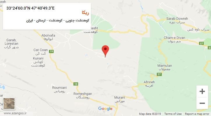 روستای ریکا بر روی نقشه