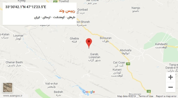 روستای رییس وند بر روی نقشه