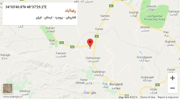روستای رضاآباد بر روی نقشه