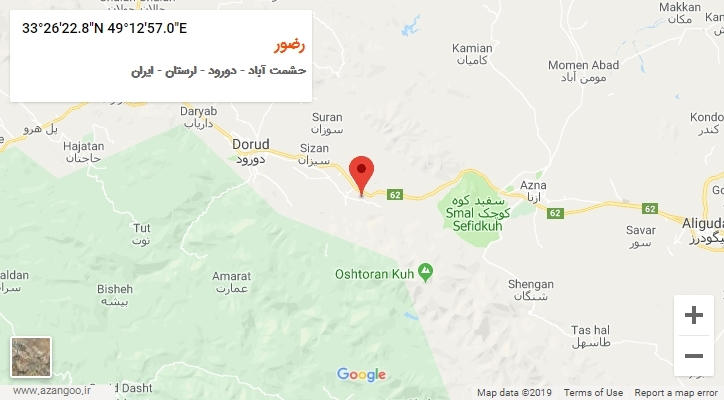 روستای رضور بر روی نقشه