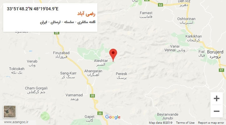 روستای رضی آباد بر روی نقشه