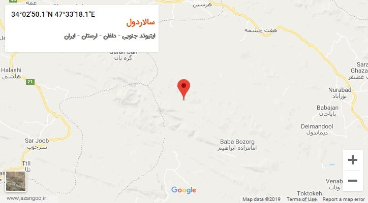 روستای سالاردول بر روی نقشه