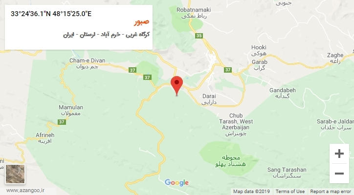 روستای صبور بر روی نقشه