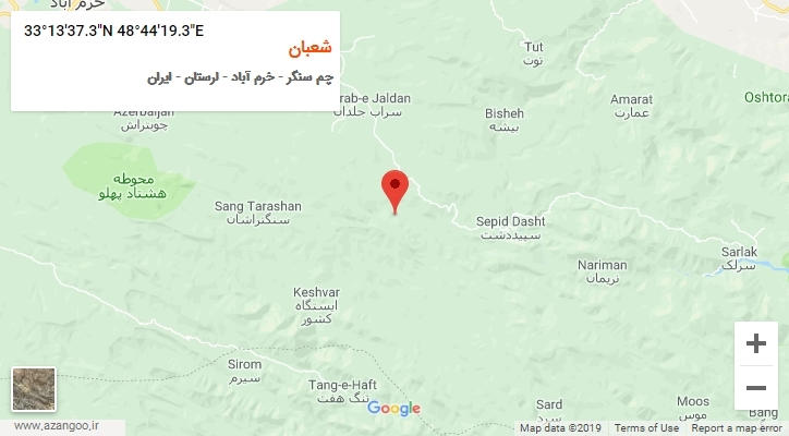 روستای شعبان بر روی نقشه