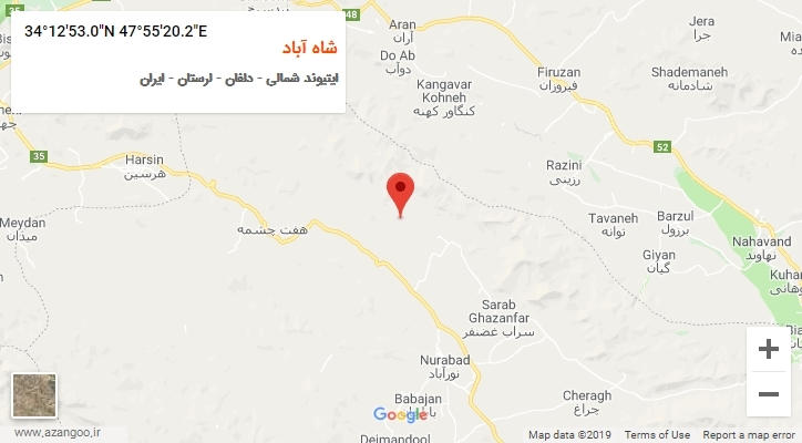 روستای شاه آباد بر روی نقشه