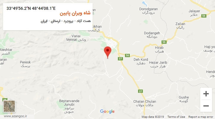 روستای شاه ویران پایین بر روی نقشه