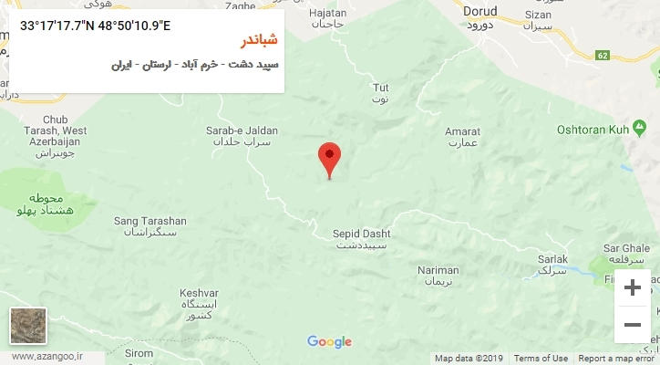 روستای شباندر بر روی نقشه