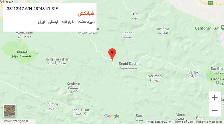 روستای شبانکش بر روی نقشه