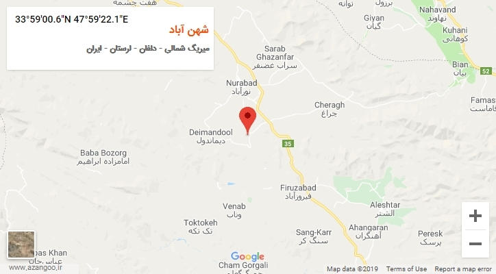 روستای شهن آباد بر روی نقشه