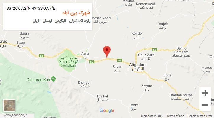 روستای شهرک برن آباد بر روی نقشه