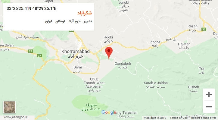 روستای شکرآباد بر روی نقشه