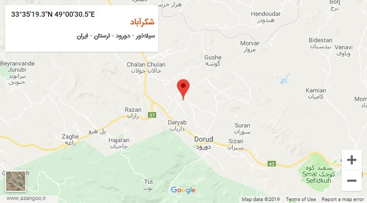 روستای شکرآباد بر روی نقشه